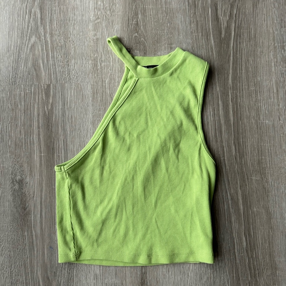 Zara green size small off shoulder asymmetrical tank top